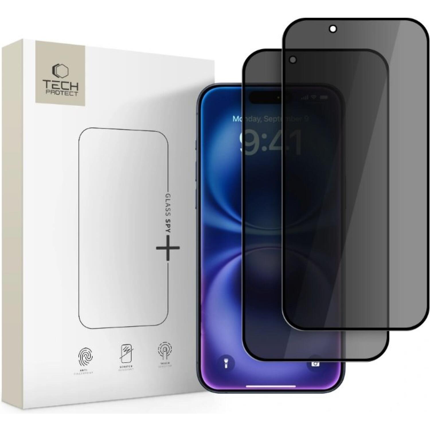 Tempered Glass iPhone Air Tech-Protect Glass Spy+ Privacy Full Face Αντιχαρακτικό Γυαλί Προστασίας Απορρήτου Οθόνης 2 Τεμάχια Black