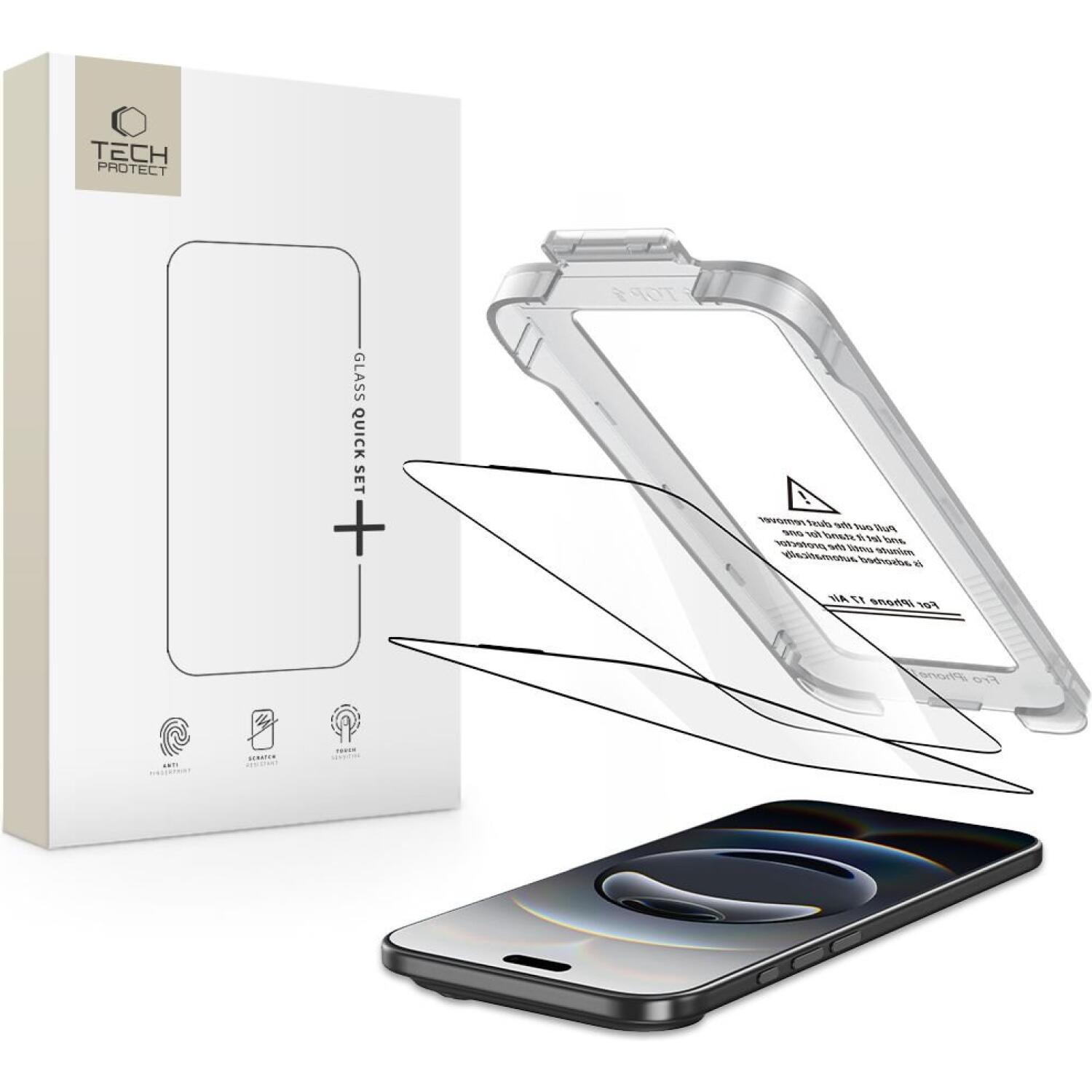 Tempered Glass iPhone Air Tech-Protect Quick Set+ Full Face Αντιχαρακτικό Γυαλί Προστασίας Οθόνης 2 Τεμάχια Black 