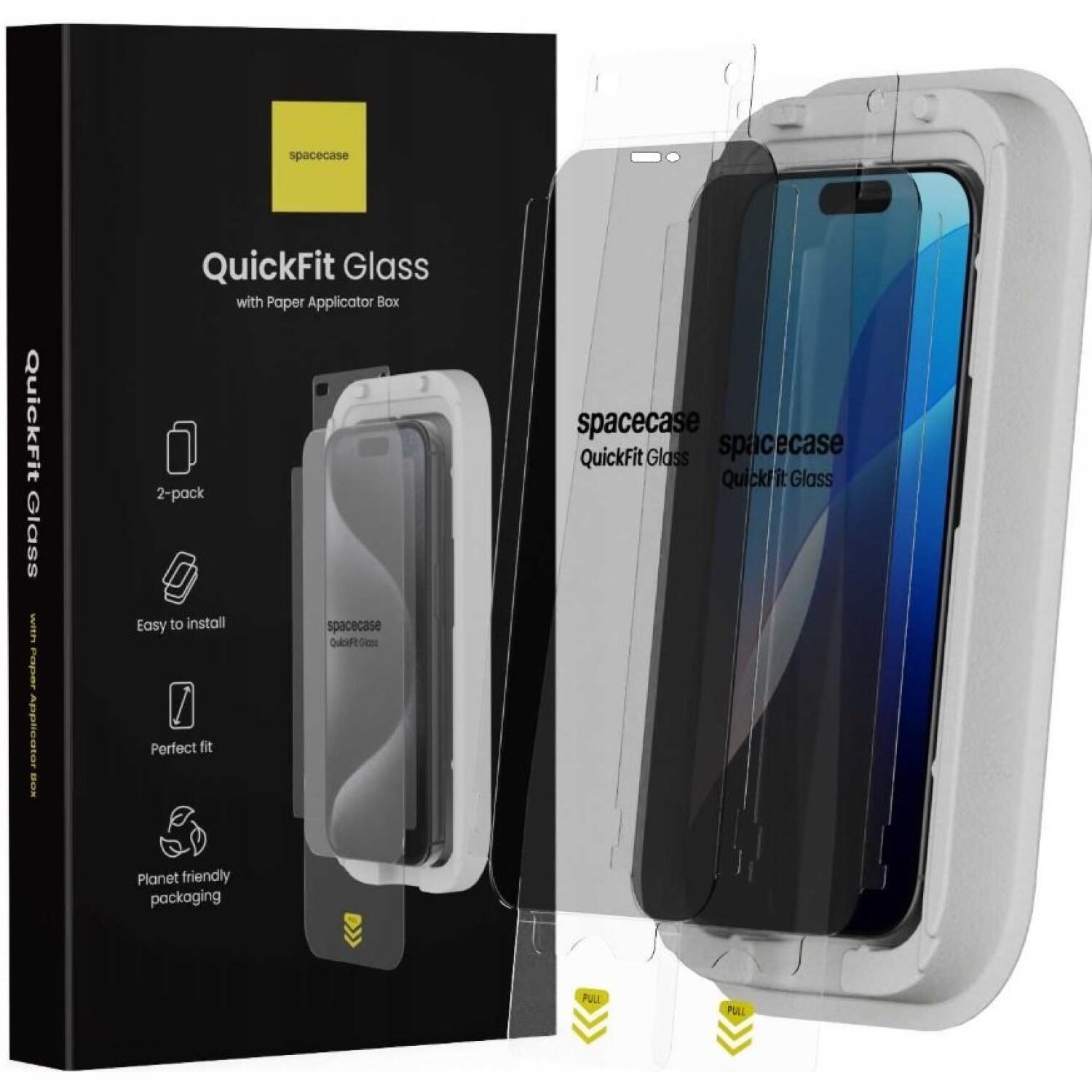 Tempered Glass iPhone 17 Pro Max / 16 Pro Max Spacecase QuickFit Privacy Glass Αντιχαρακτικό Γυαλί Προστασίας Απορρήτου Οθόνης με Απλικατέρ QuickFit 2 Τεμάχια Privacy