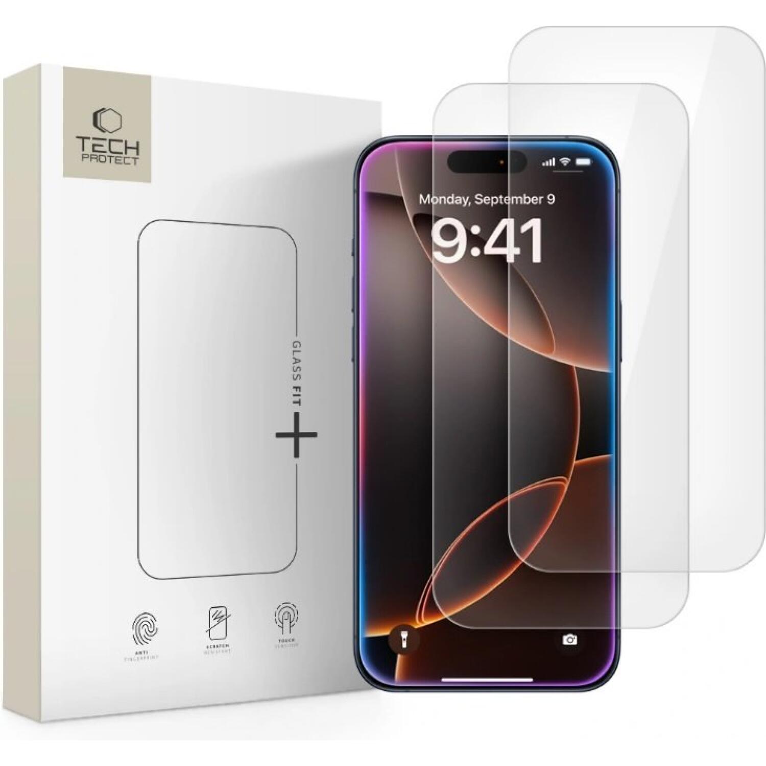 Tempered Glass iPhone 17 Pro Max / 16 Pro Max Tech-Protect Glass Fit+ Αντιχαρακτικό Γυαλί Προστασίας Οθόνης 2 Τεμάχια Clear