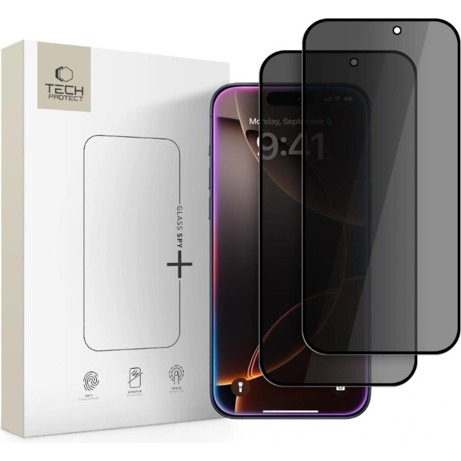 Tempered Glass iPhone 17 Pro Max / 16 Pro Max Tech-Protect Glass Spy+ Privacy Full Face Αντιχαρακτικό Γυαλί Προστασίας Απορρήτου Οθόνης 2 Τεμάχια Black