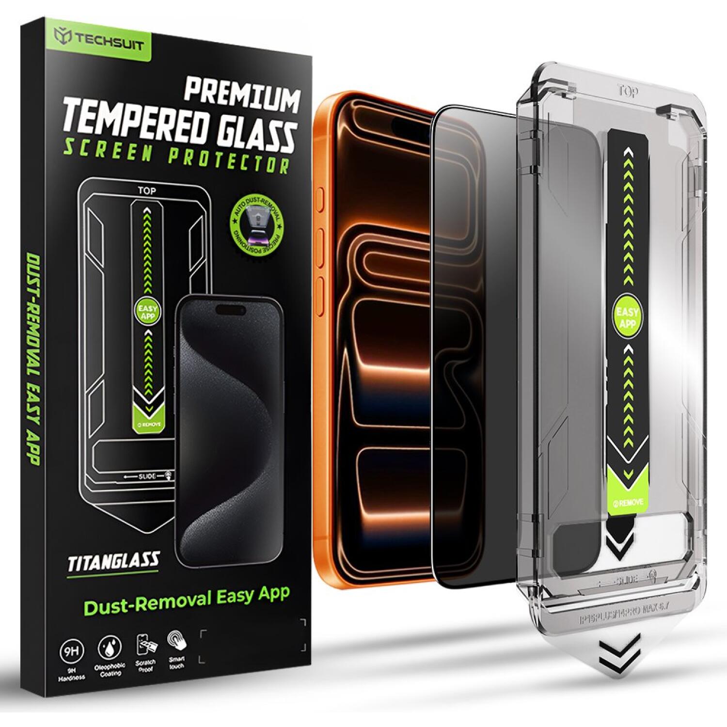 Tempered Glass iPhone 17 Pro Max Techsuit Privacy TitanGlass Full Cover Full Face Αντιχαρακτικό Γυαλί Προστασίας Απορρήτου Οθόνης Privacy