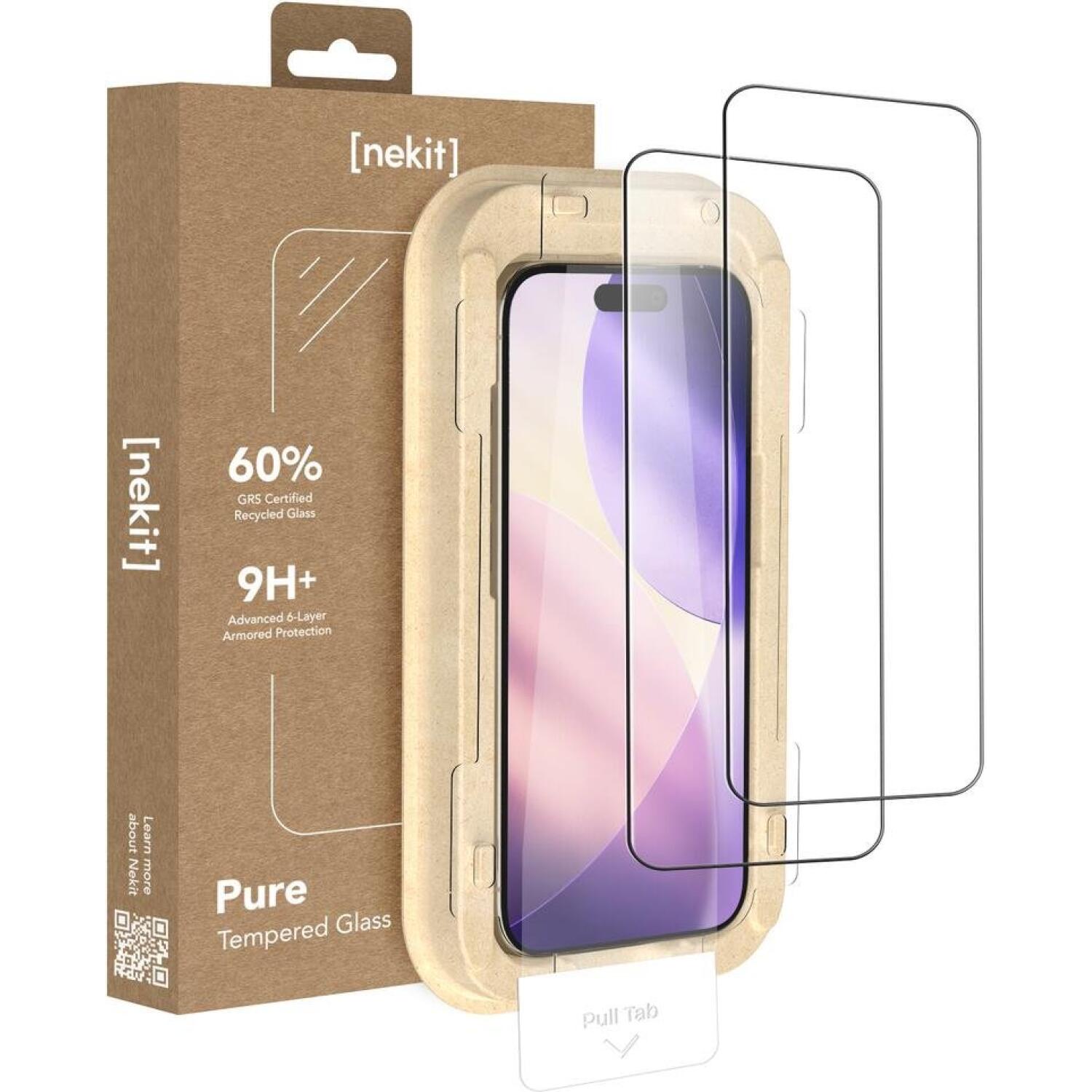 Tempered Glass iPhone 17 Pro Nekit Pure Premium Ανθεκτικό 9Η+ Full Face Αντιχαρακτικό Γυαλί Προστασίας Οθόνης με Απλικατέρ 2 Τεμάχια Black