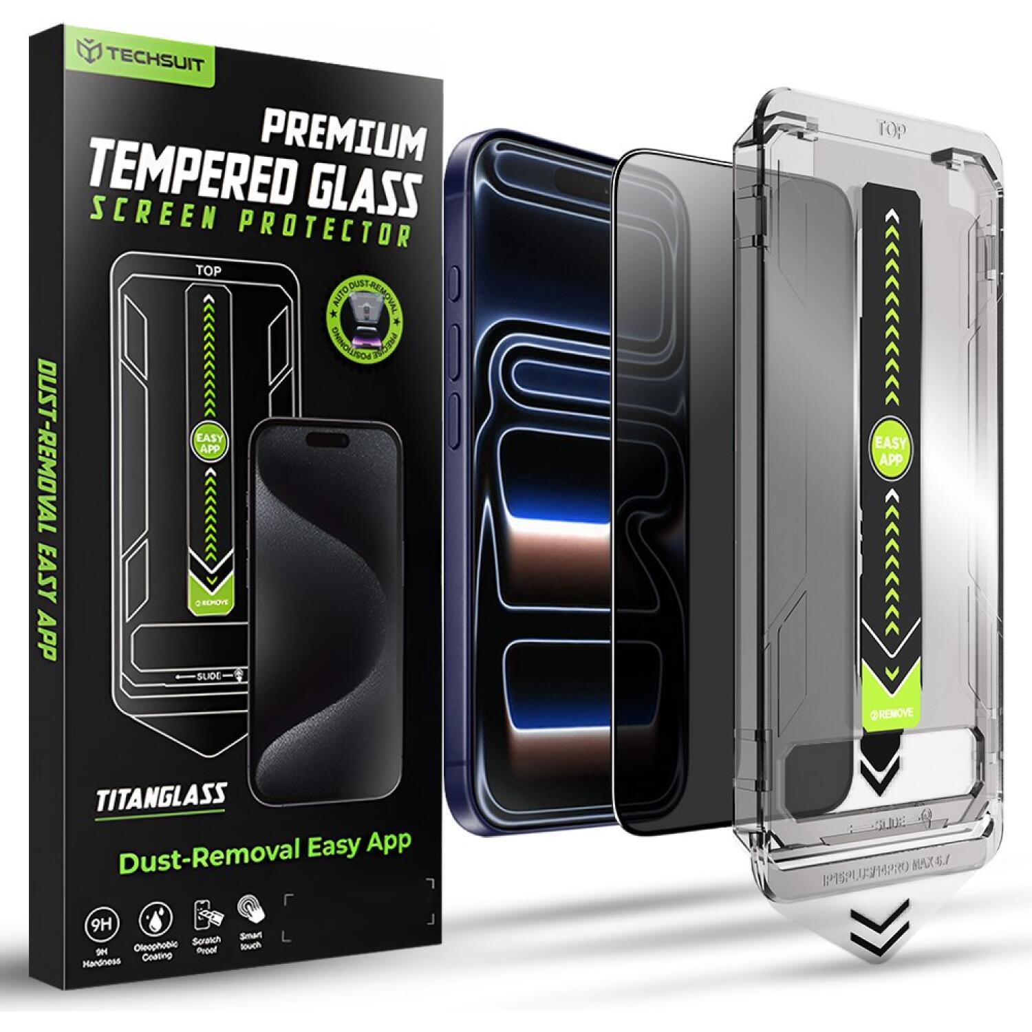 Tempered Glass iPhone 17 Pro Techsuit Privacy TitanGlass Full Cover Full Face Αντιχαρακτικό Γυαλί Προστασίας Απορρήτου Οθόνης Privacy