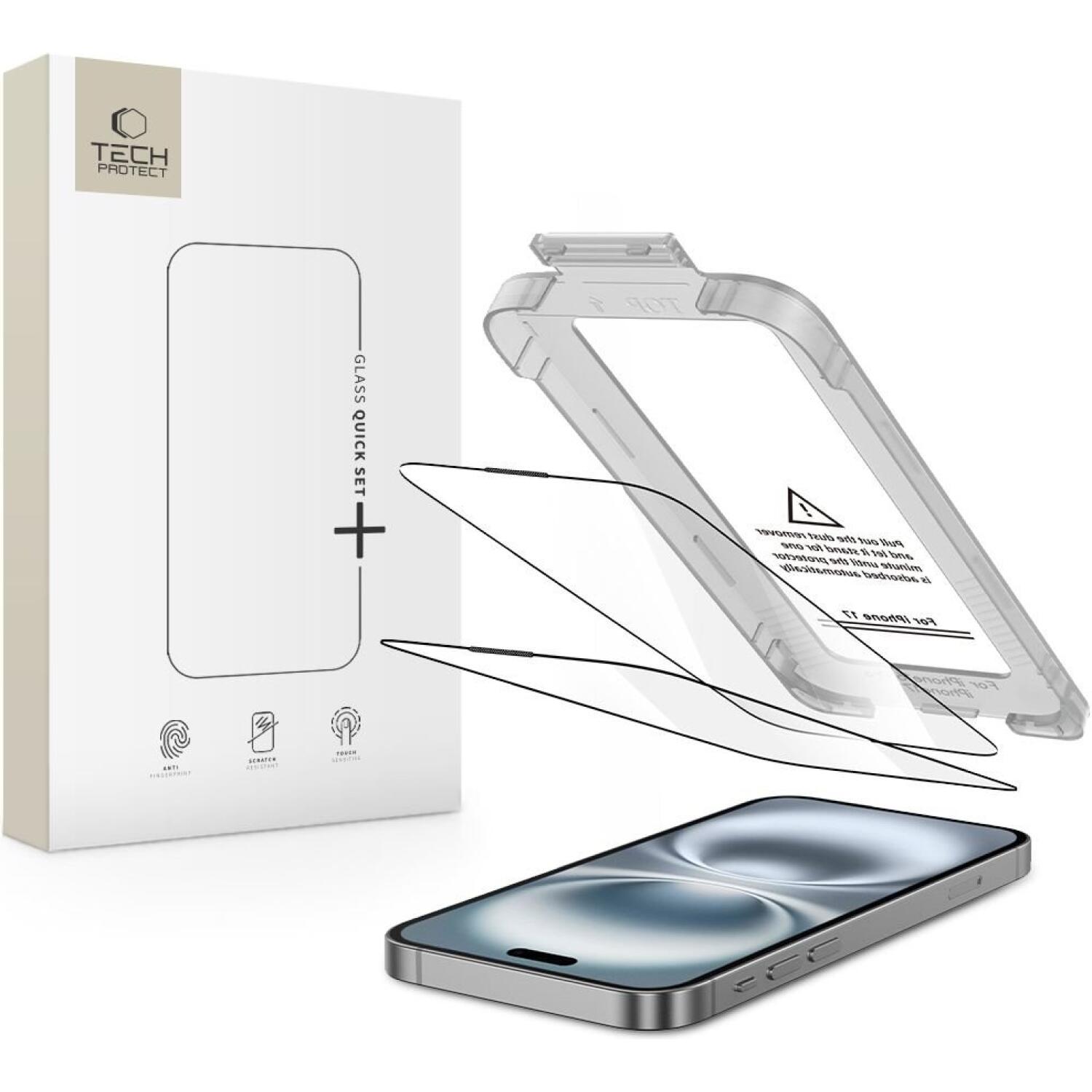 Tempered Glass iPhone 17 Tech-Protect Quick Set+ Full Face Αντιχαρακτικό Γυαλί Προστασίας Οθόνης 2 Τεμάχια Black 