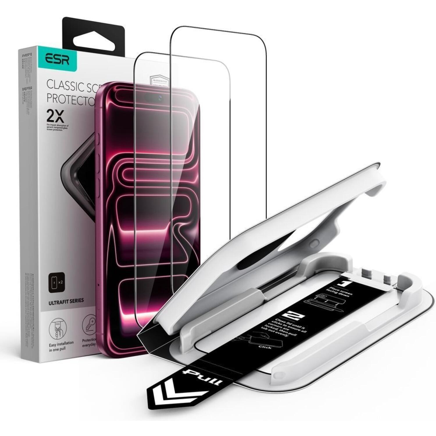 Tempered Glass iPhone 18 Pro Max / 17 Pro Max ESR UltraFit Classic Full Face Αντιχαρακτικό Γυαλί Προστασίας Οθόνης 2 Τεμάχια Black