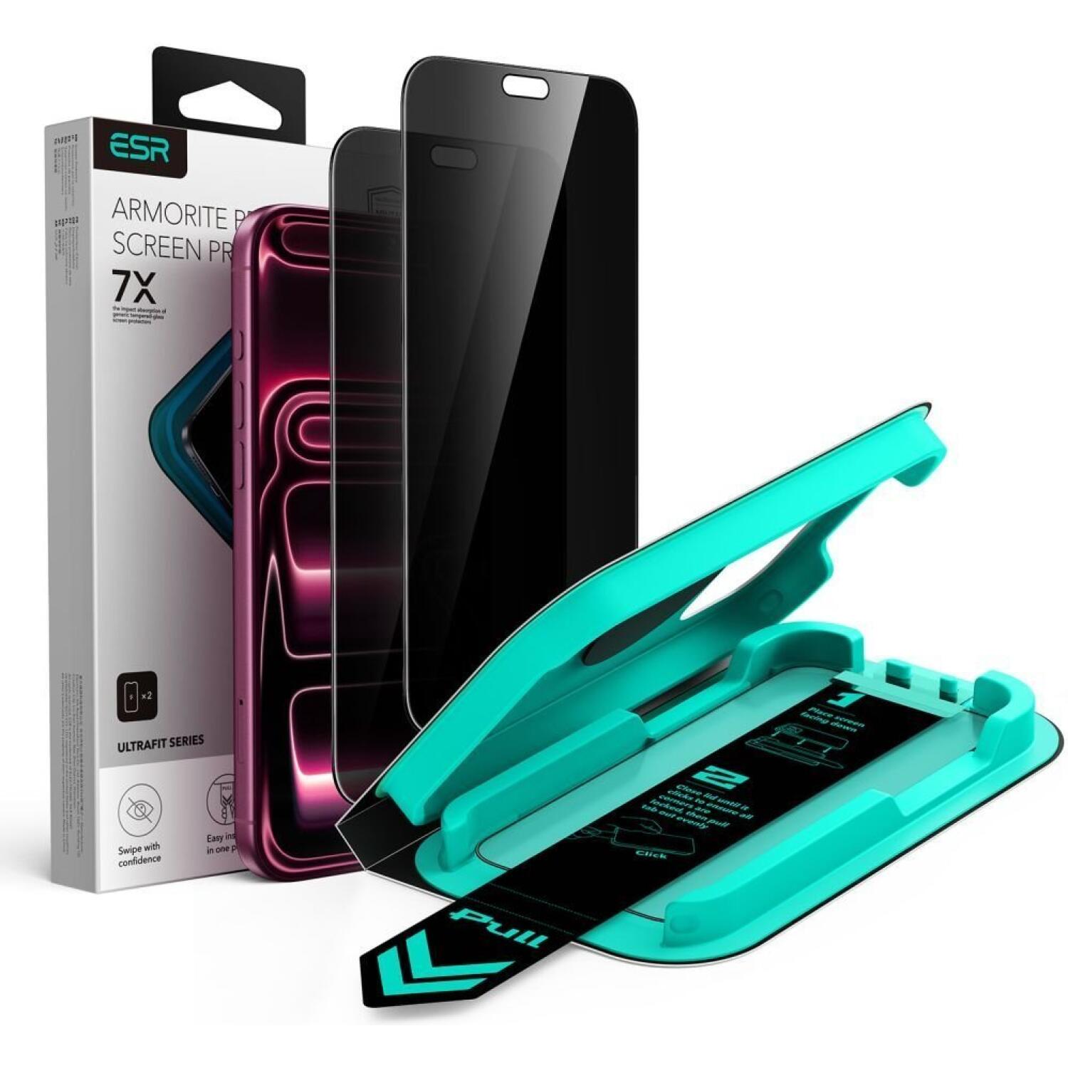 Tempered Glass iPhone 18 Pro Max ESR UltraFit Armorite Privacy Full Face Αντιχαρακτικό Γυαλί Προστασίας Απορρήτου Οθόνης 2 Τεμάχια Privacy