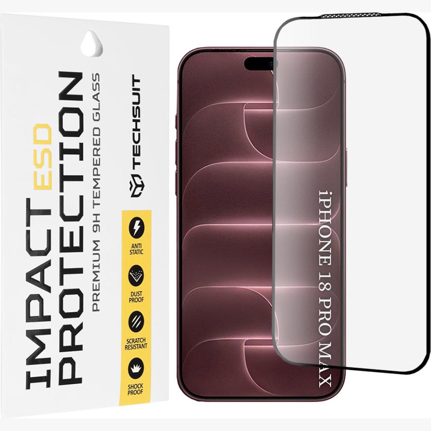 Tempered Glass iPhone 18 Pro Max Techsuit ESD Glass Full Face Αντιχαρακτικό Γυαλί Προστασίας Οθόνης Black