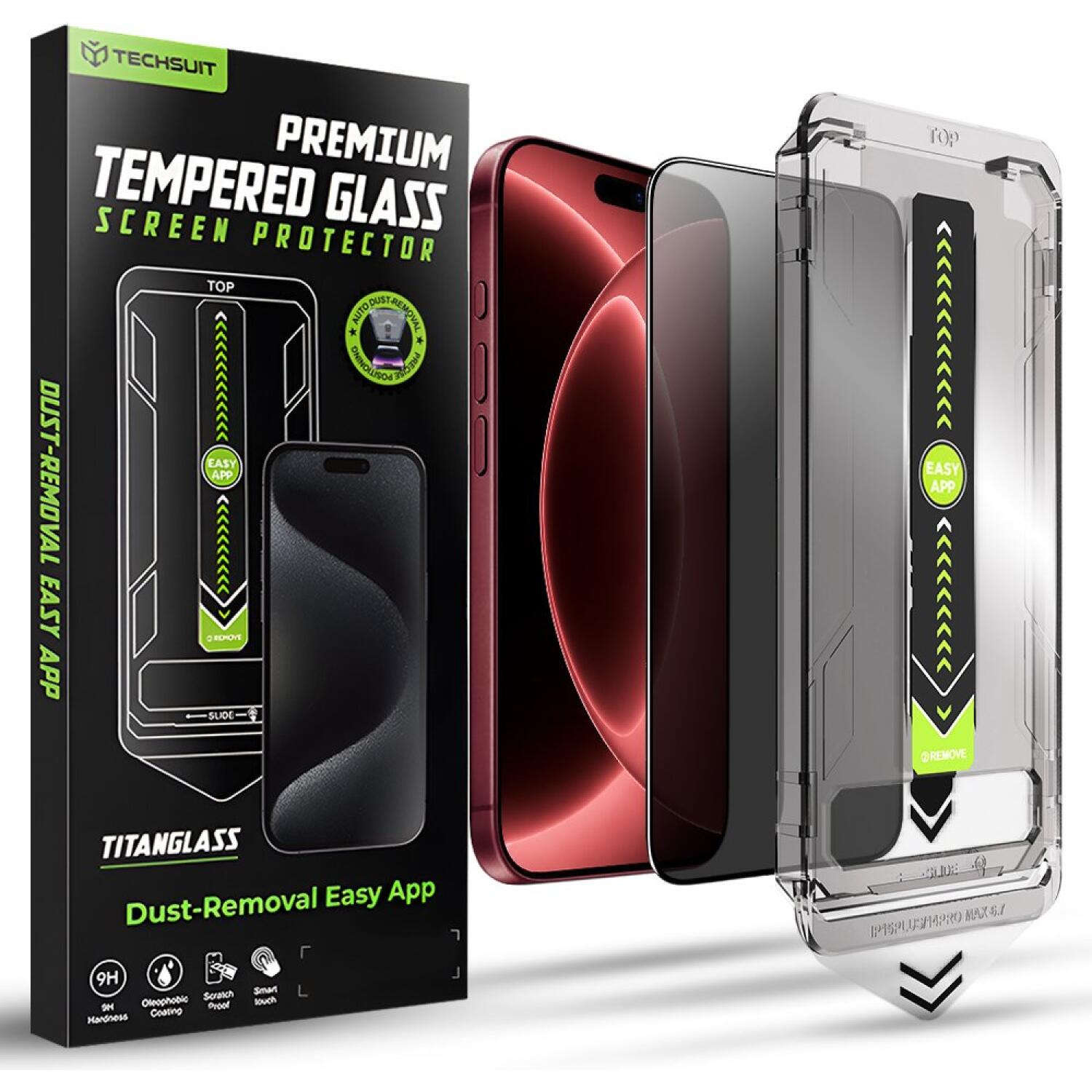Tempered Glass iPhone 18 Pro Max Techsuit Privacy TitanGlass Full Cover Full Face Αντιχαρακτικό Γυαλί Προστασίας Απορρήτου Οθόνης Privacy