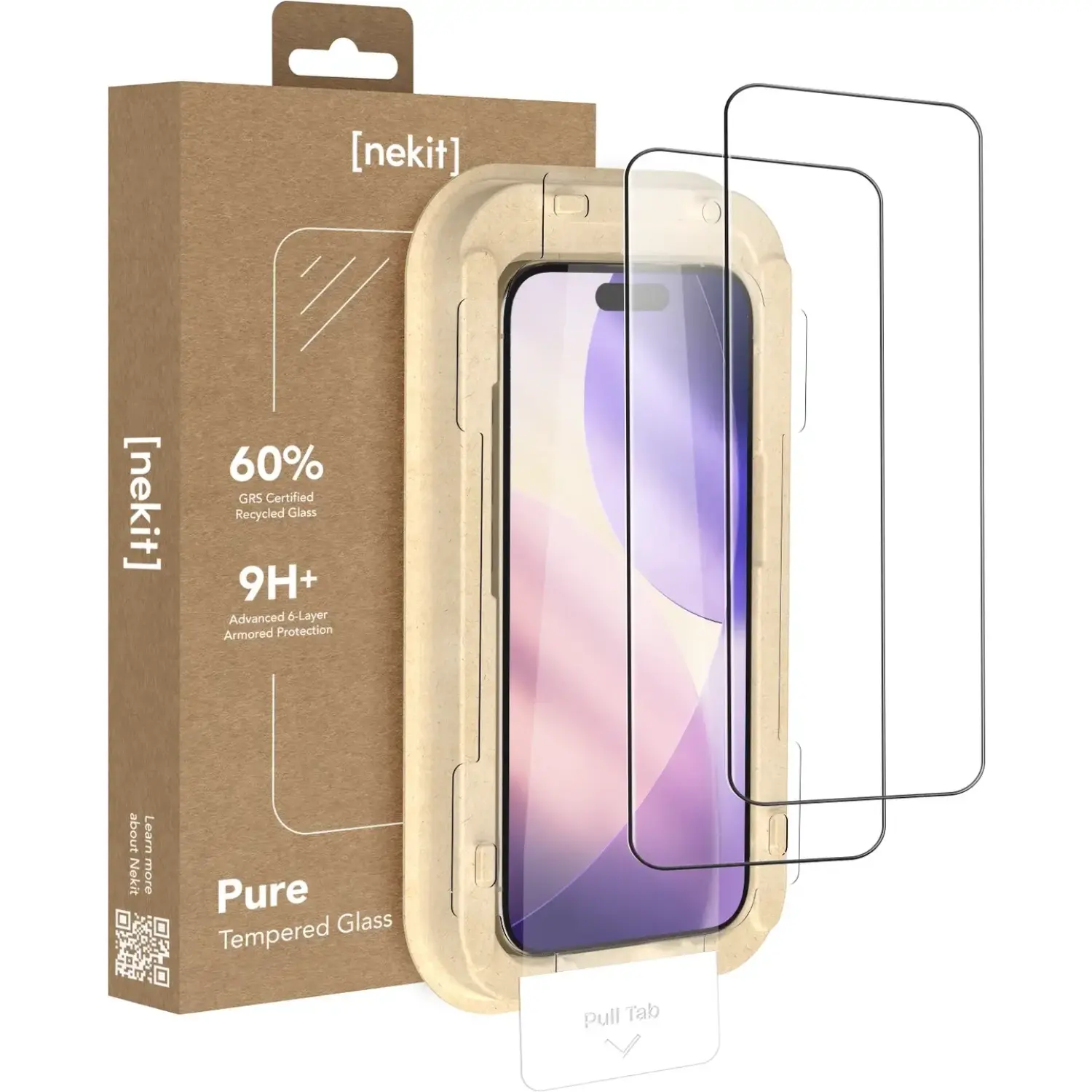 Tempered Glass iPhone 18 Pro Nekit Pure Premium Ανθεκτικό 9Η+ Full Face Αντιχαρακτικό Γυαλί Προστασίας Οθόνης με Απλικατέρ 2 Τεμάχια Black