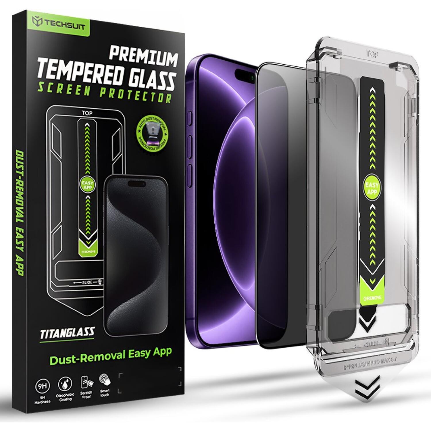 Tempered Glass iPhone 18 Pro Techsuit Privacy TitanGlass Full Cover Full Face Αντιχαρακτικό Γυαλί Προστασίας Απορρήτου Οθόνης Privacy