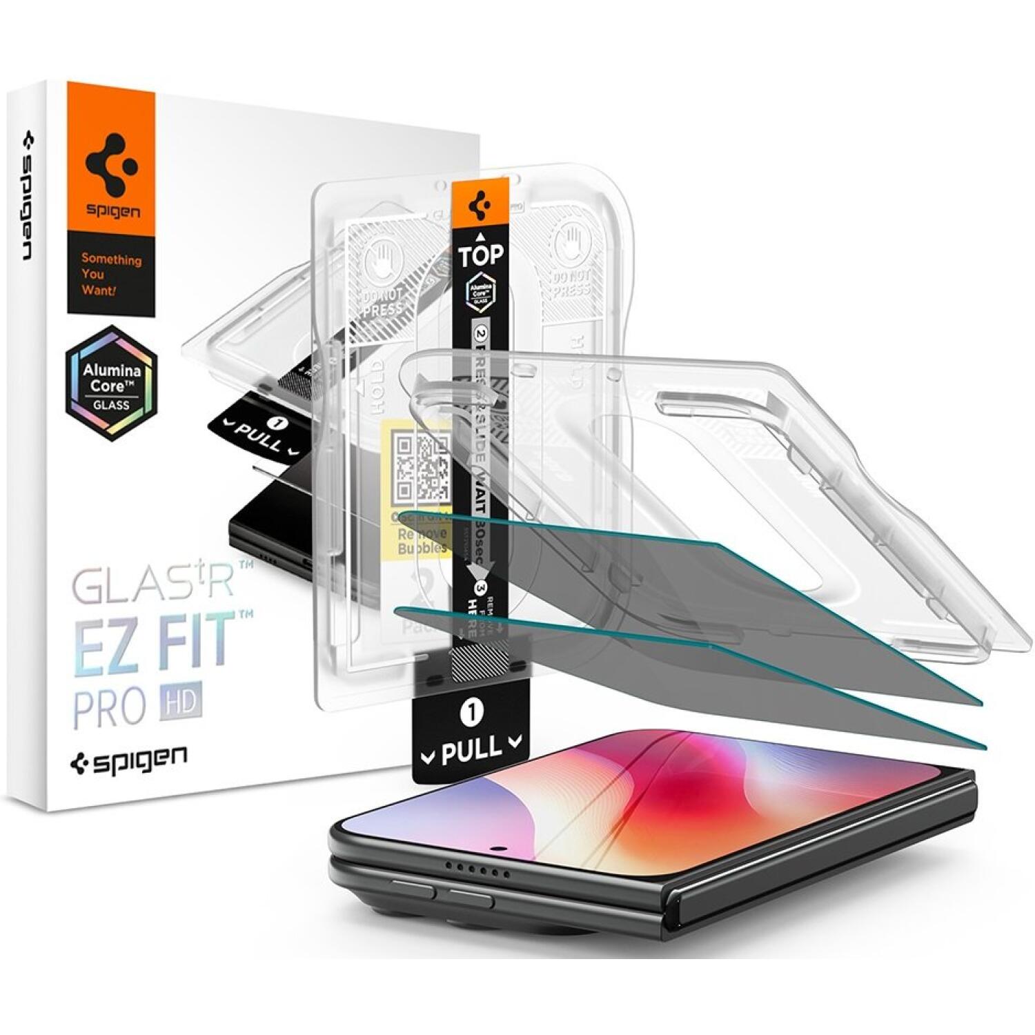 Tempered Glass iPhone Duo Spigen GLAS.tR EZ Fit Pro HD Privacy AluminaCore Αντιχαρακτικό Γυαλί Προστασίας Απορρήτου Εξωτερικής Οθόνης 2 Τεμάχια