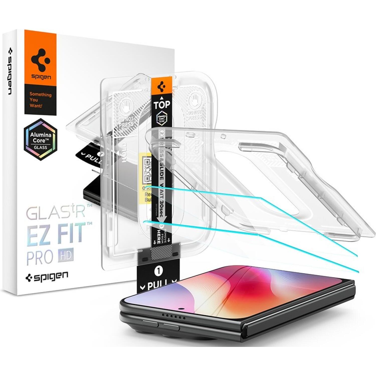 Tempered Glass iPhone Duo Spigen GLAS.tR EZ Fit Pro HD AluminaCore 10H+ Ανθεκτικό Αντιχαρακτικό Γυαλί Προστασίας Εξωτερικής Οθόνης 2 Τεμάχια Clear