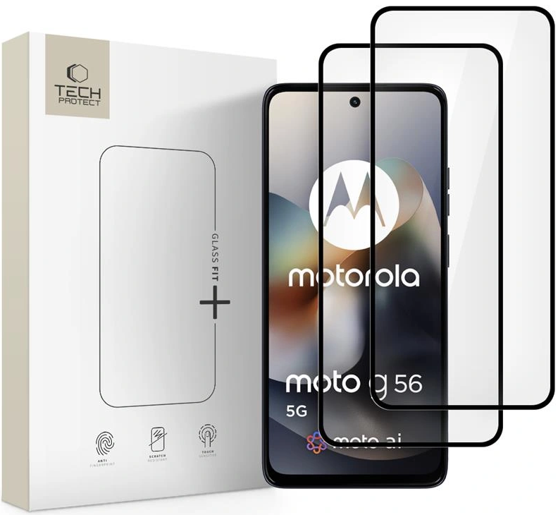 Tempered Glass Motorola Moto G56 Tech-Protect Glass Fit+ Full Face Αντιχαρακτικό Γυαλί Προστασίας Οθόνης 2 Τεμάχια Black