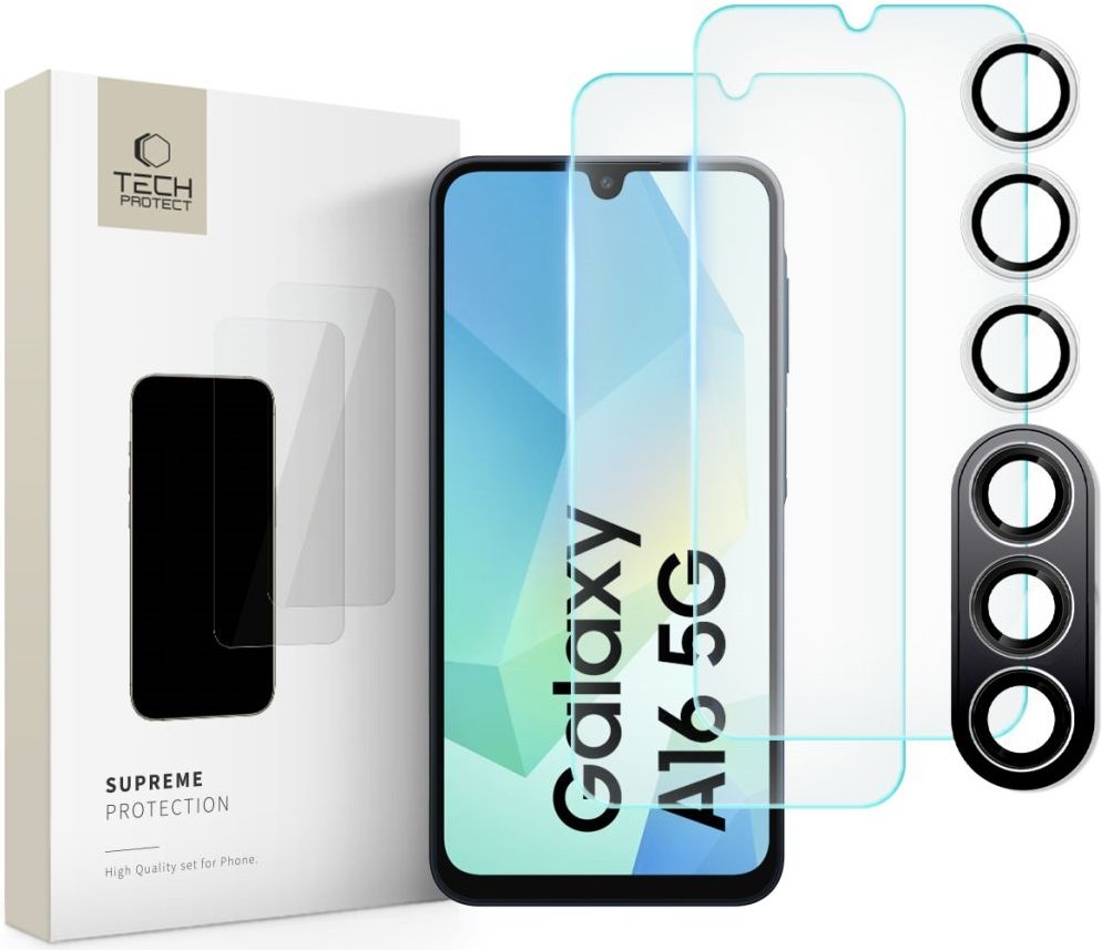 Tempered Glass Samsung Galaxy A16 Tech-Protect Supreme Set Αντιχαρακτικό Γυαλί Προστασίας με 2 x Οθόνης και 1 x Κάμερας Clear 