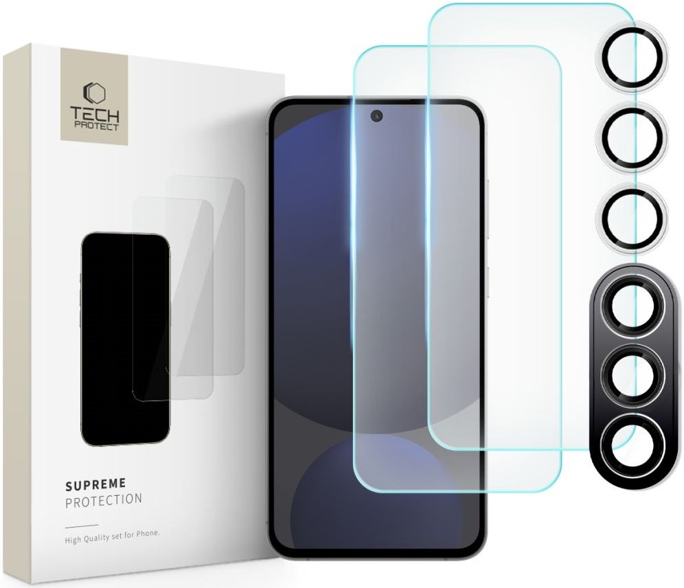 Tempered Glass Samsung Galaxy S24 FE Tech-Protect Supreme Set Αντιχαρακτικό Γυαλί Προστασίας με 2 x Οθόνης και 1 x Κάμερας Clear