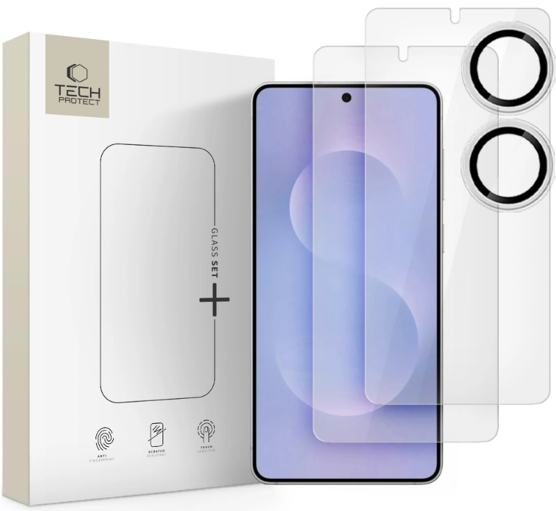 Tempered Glass Samsung Galaxy S25 Edge Tech-Protect Glass Set+ με 2 x Αντιχαρακτικά Γυαλιά Προστασίας Οθόνης και 1 x Κάμερας Clear