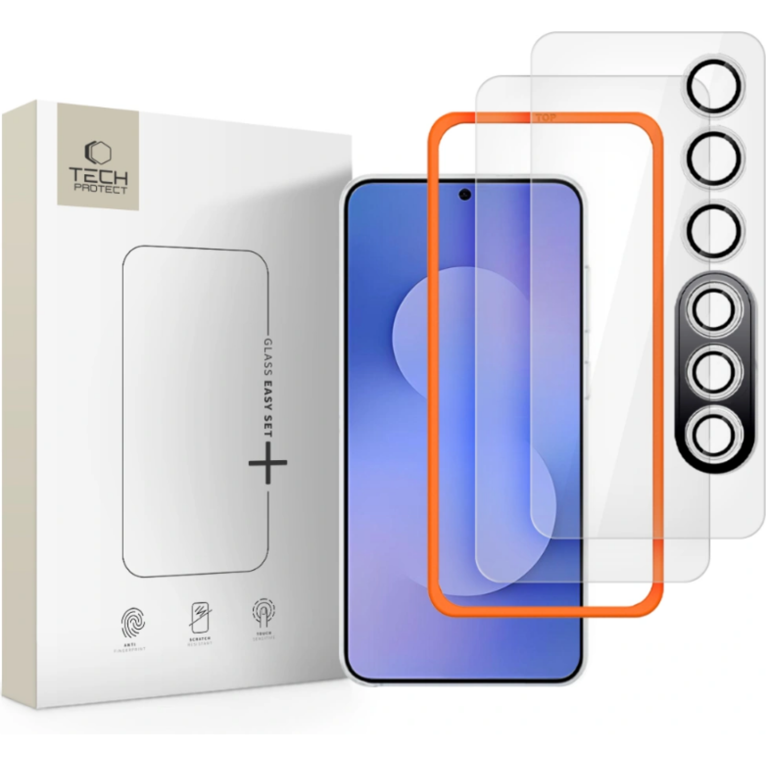 Tempered Glass Samsung Galaxy S25 FE Tech-Protect Easy Set+ με 2 x Αντιχαρακτικά Γυαλιά Προστασίας Οθόνης & 1 x για Φακό Κάμερας Clear