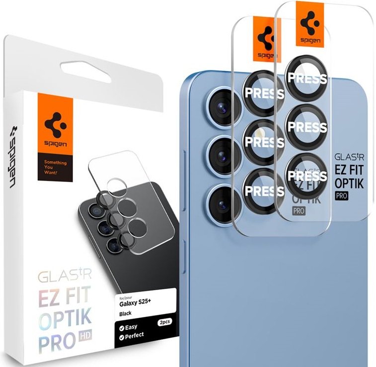 Tempered Glass Samsung Galaxy S25 Plus Spigen GLAS.tR EZ Fit OPTIK Pro HD Camera Lens Protector Αντιχαρακτικό Γυαλί Προστασίας για Φακό Κάμερας 2 Τεμάχια Black
