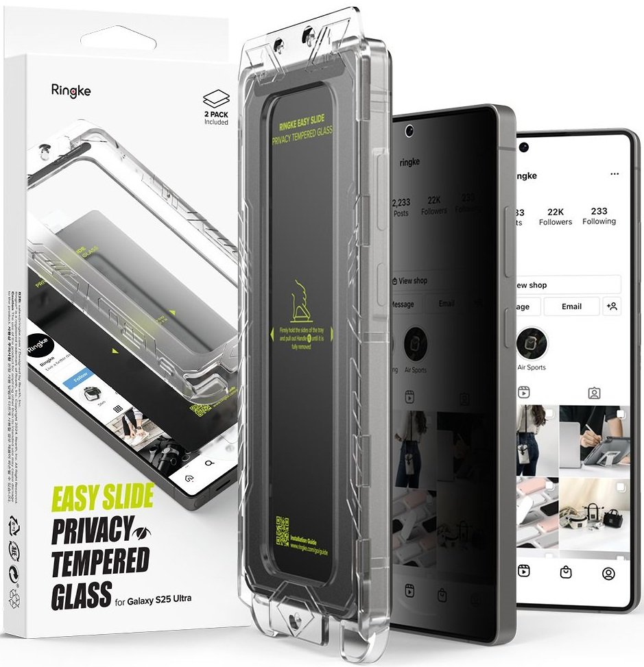 Tempered Glass Samsung Galaxy S25 Ultra Ringke Easy Slide Privacy Αντιχαρακτικό Γυαλί Προστασίας Απορρήτου Οθόνης 2 Τεμάχια Black