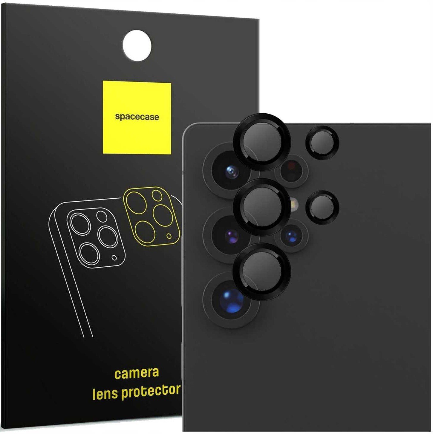 Tempered Glass Samsung Galaxy S25 Ultra Spacecase Camera Ring Αντιχαρακτικό Γυαλί Προστασίας για Φακό Κάμερας με Πλαίσιο Αλουμινίου Black