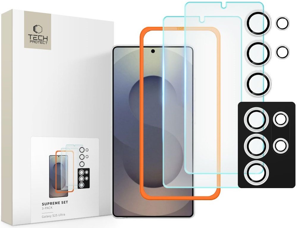 Tempered Glass Samsung Galaxy S25 Ultra Tech-Protect Supreme Set με 2 x Αντιχαρακτικά Γυαλιά Προστασίας Οθόνης και 1 x Κάμερας Clear