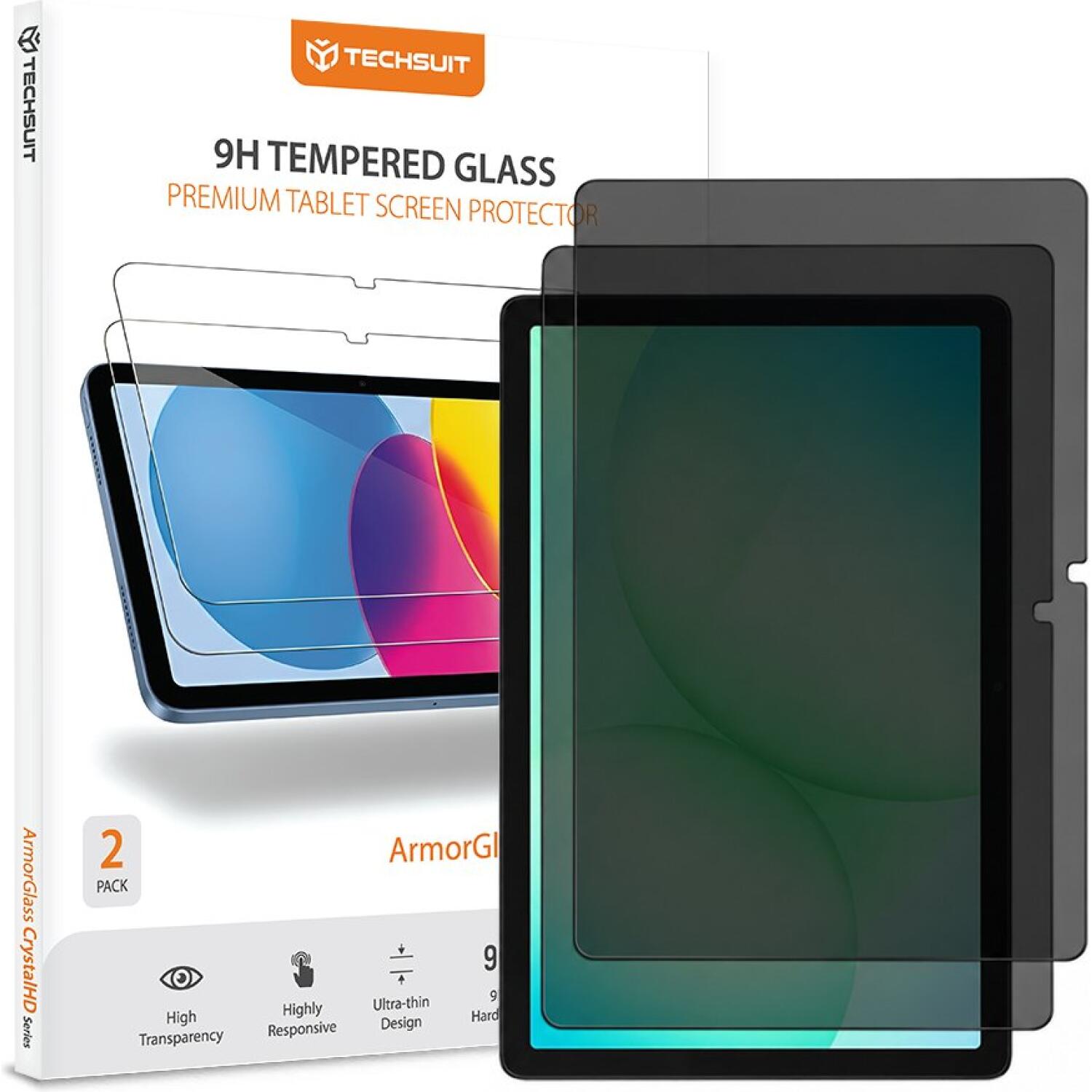 Tempered Glass Samsung Galaxy Tab A11 Plus / A9 Plus 11" Techsuit ArmorGlass CrystalHD Premium Αντιχαρακτικό Γυαλί Προστασίας Απορρήτου Οθόνης 2 Τεμάχια Privacy 