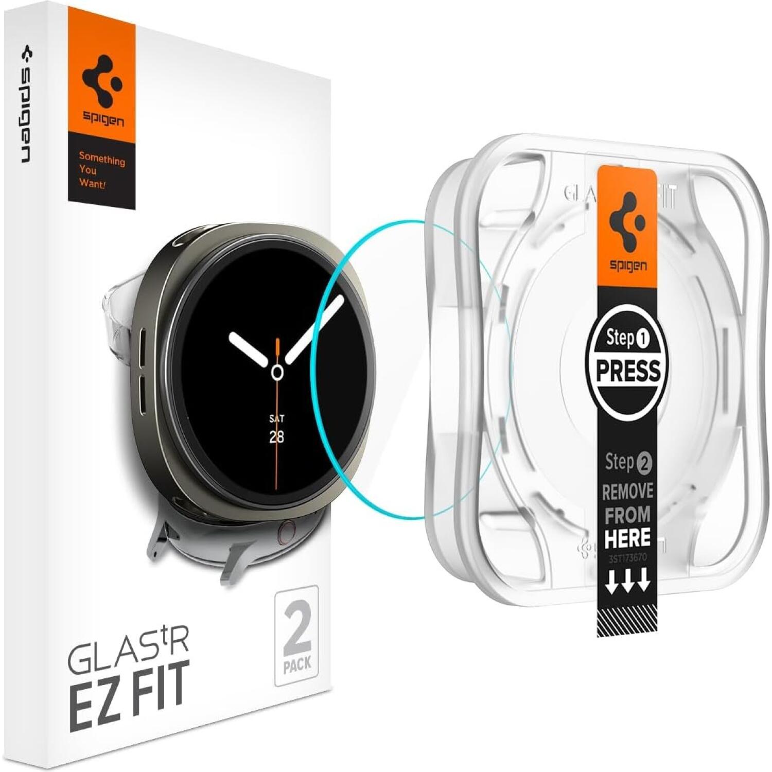 Tempered Glass Samsung Galaxy Watch 9 / 8 44mm Spigen GLAS.tR EZ Fit Αντιχαρακτικό Γυαλί Προστασίας Οθόνης 2 Τεμάχια - Clear (AGL09876)