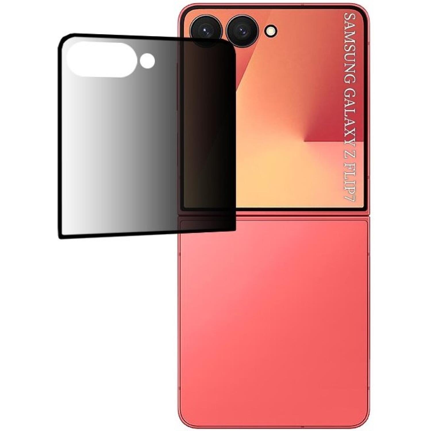 Tempered Glass Samsung Galaxy Z Flip7 Techsuit 111D Privacy Full Glue Full Face Αντιχαρακτικό Γυαλί Προστασίας Απορρήτου Εξωτερικής Οθόνης Black