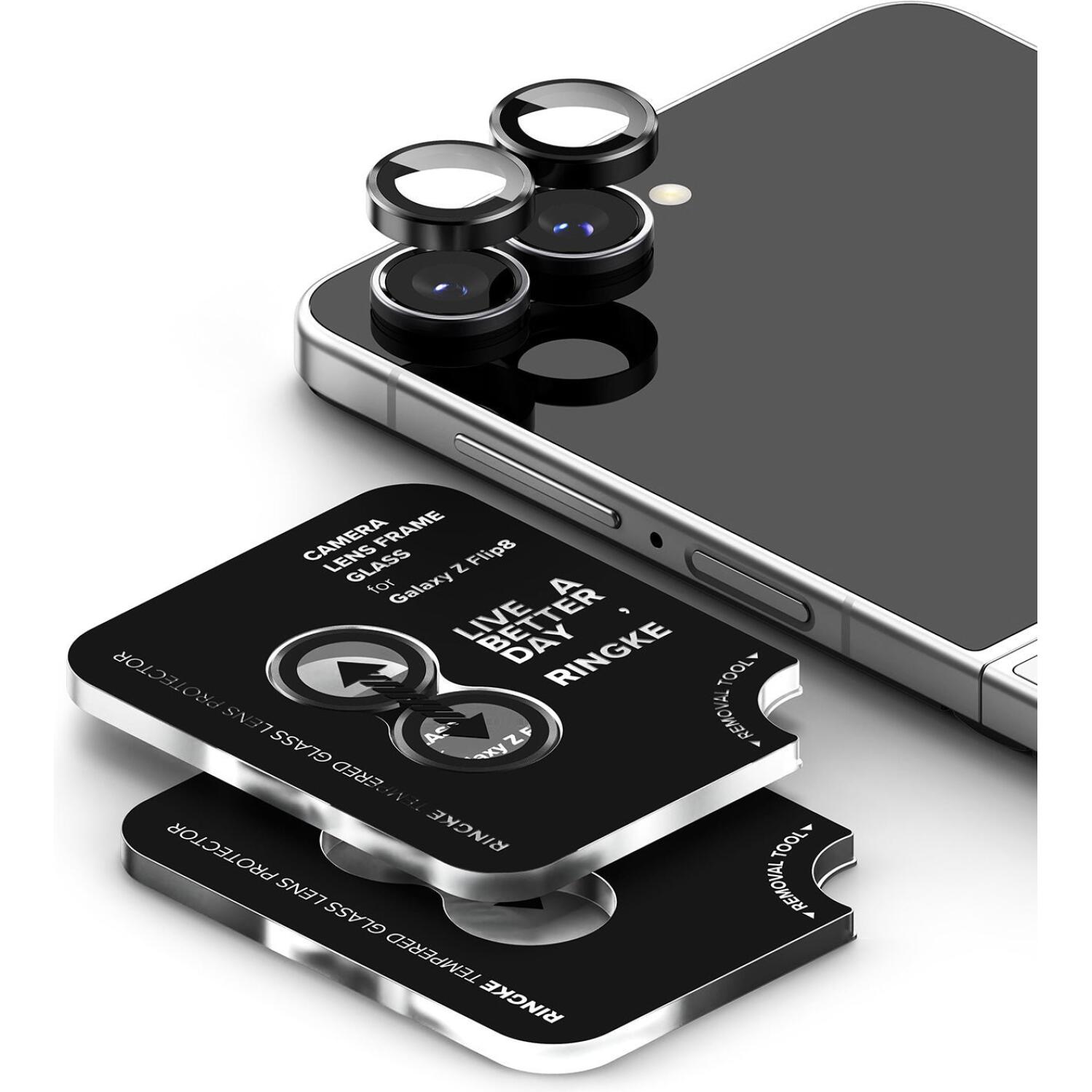 Tempered Glass Samsung Galaxy Z Flip8 Ringke Camera Lens Frame Glass Αντιχαρακτικό Γυαλί Προστασίας για Φακό Κάμερας 2 Τεμάχια Black