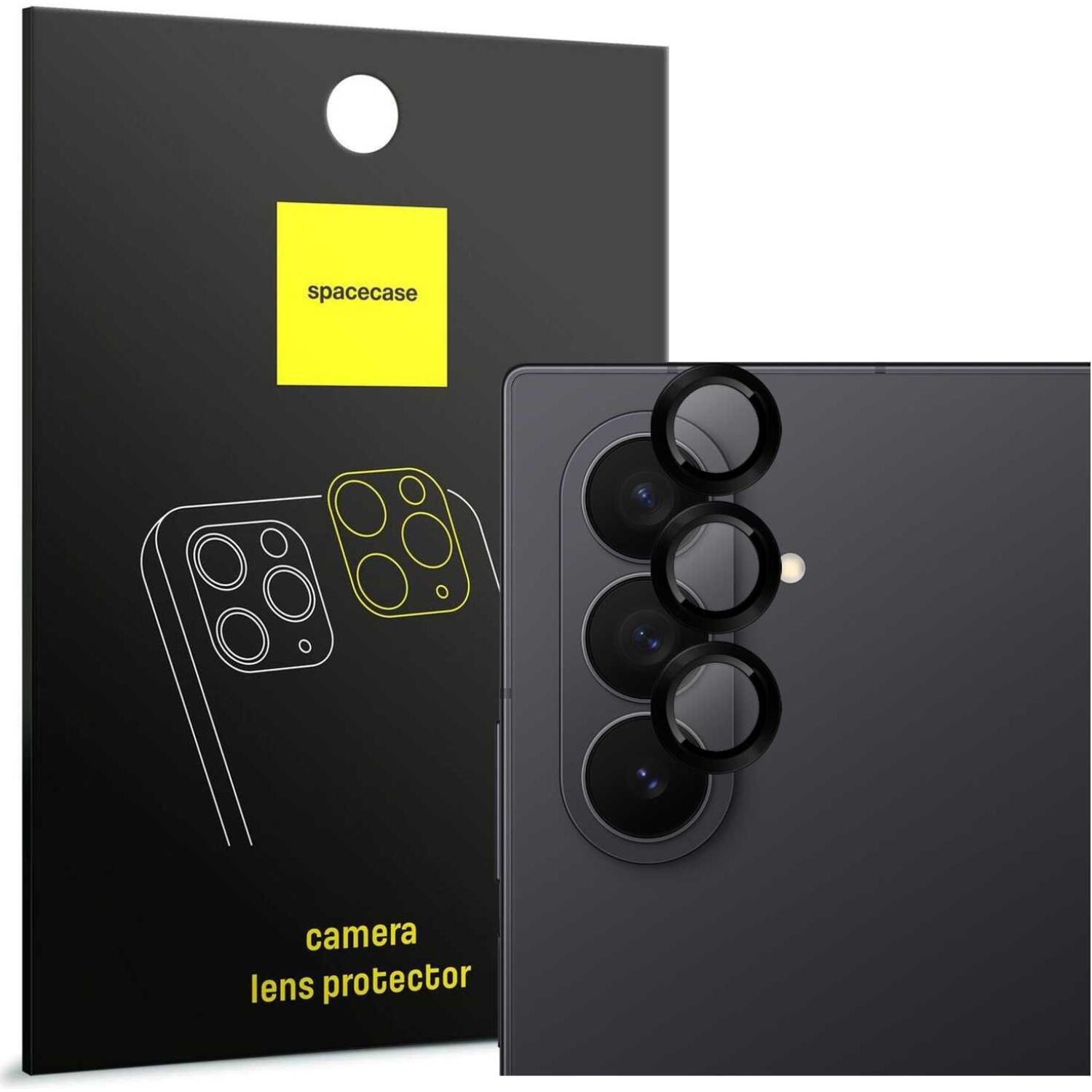 Tempered Glass Samsung Galaxy Z Fold7 Spacecase Camera Ring Αντιχαρακτικό Γυαλί Προστασίας για Φακό Κάμερας με Πλαίσιο Αλουμινίου Black