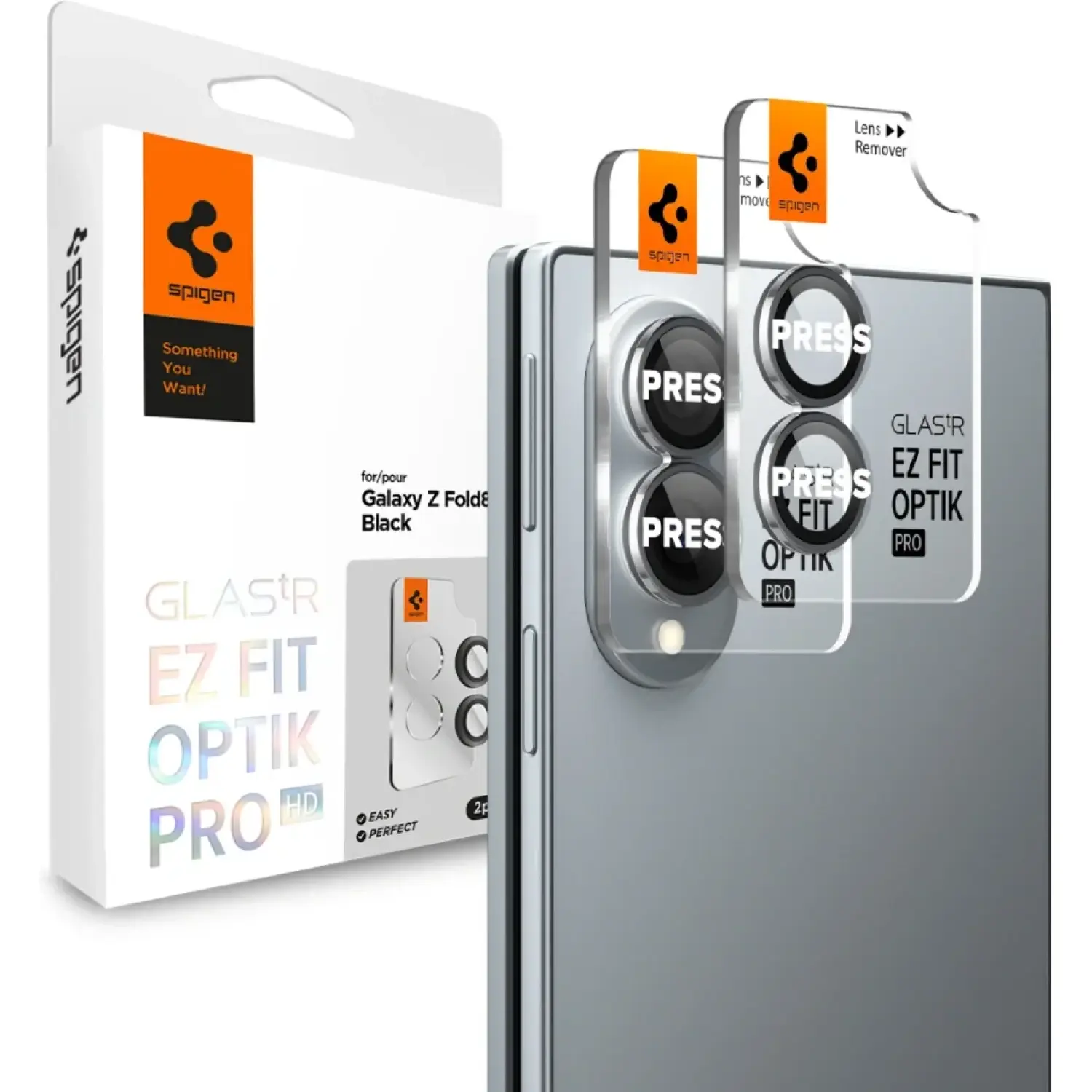 Tempered Glass Samsung Galaxy Z Fold8 Spigen GLAS.tR EZ Fit OPTIK Pro HD AluminaCore Camera Lens Protector Αντιχαρακτικό Γυαλί Προστασίας για Φακό Κάμερας 2 Τεμάχια Black 
