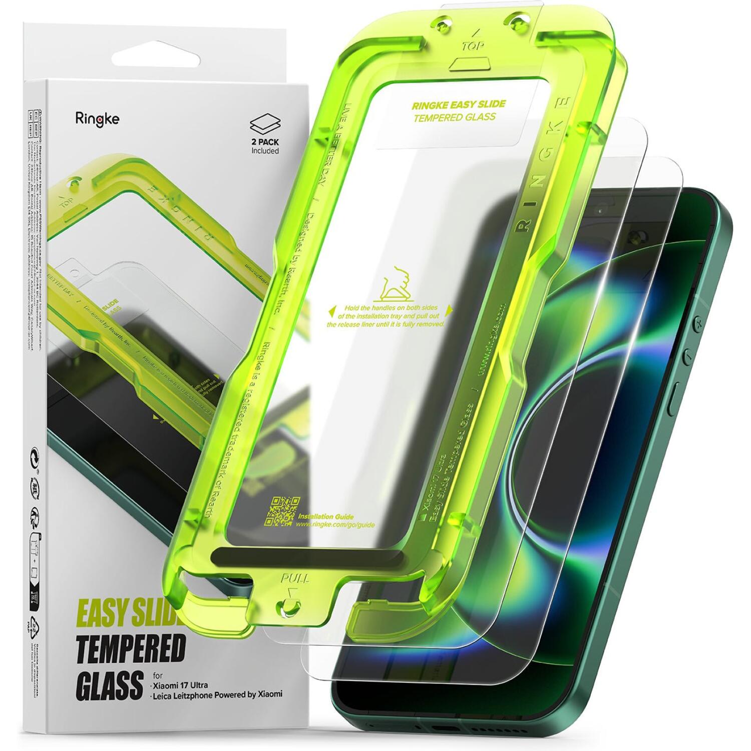 Tempered Glass Xiaomi 17 Ultra Ringke Easy Slide Αντιχαρακτικό Γυαλί Προστασίας Οθόνης 2 Τεμάχια Clear