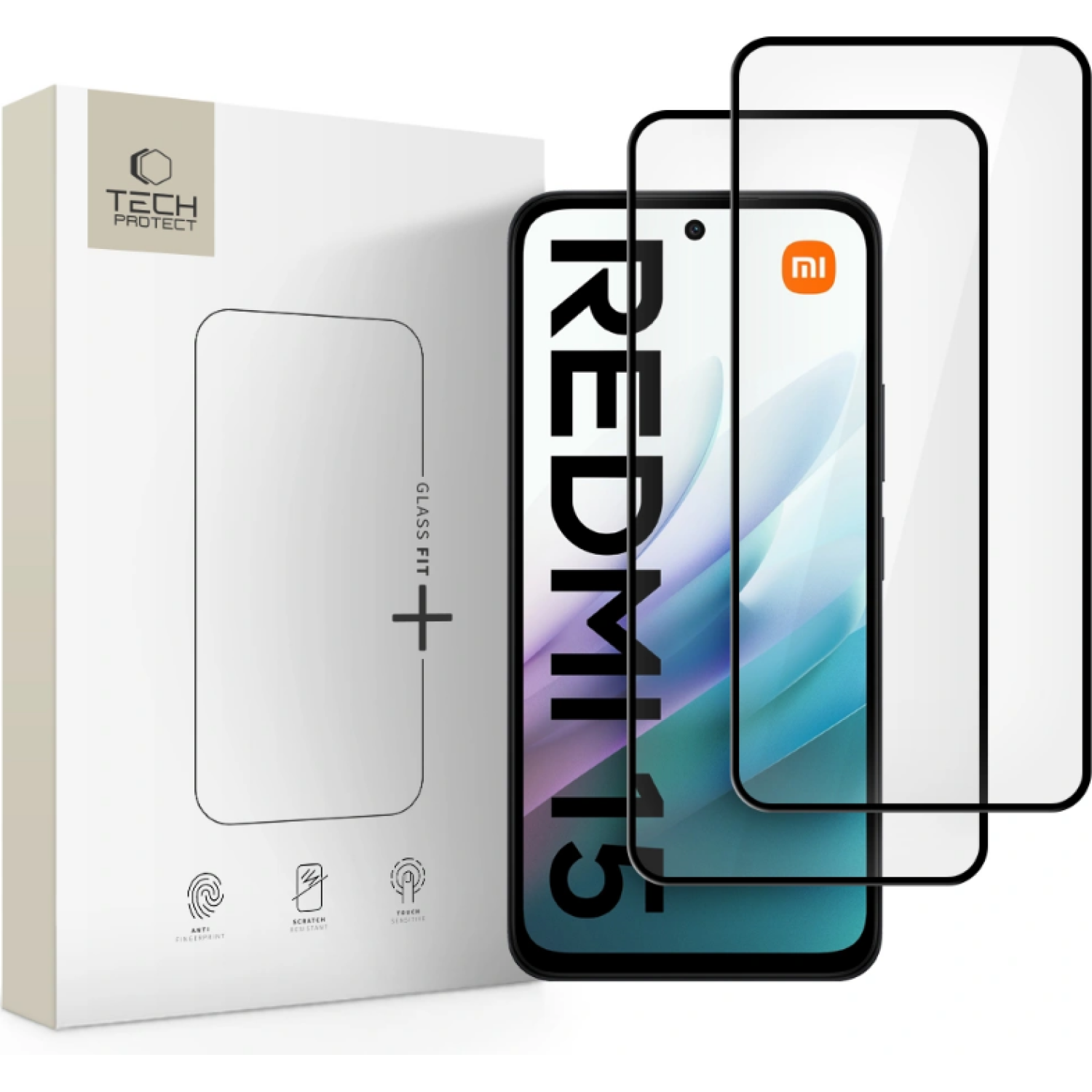 Tempered Glass Xiaomi Redmi 15 Tech-Protect Glass Fit+ Full Face Αντιχαρακτικό Γυαλί Προστασίας Οθόνης 2 Τεμάχια Black