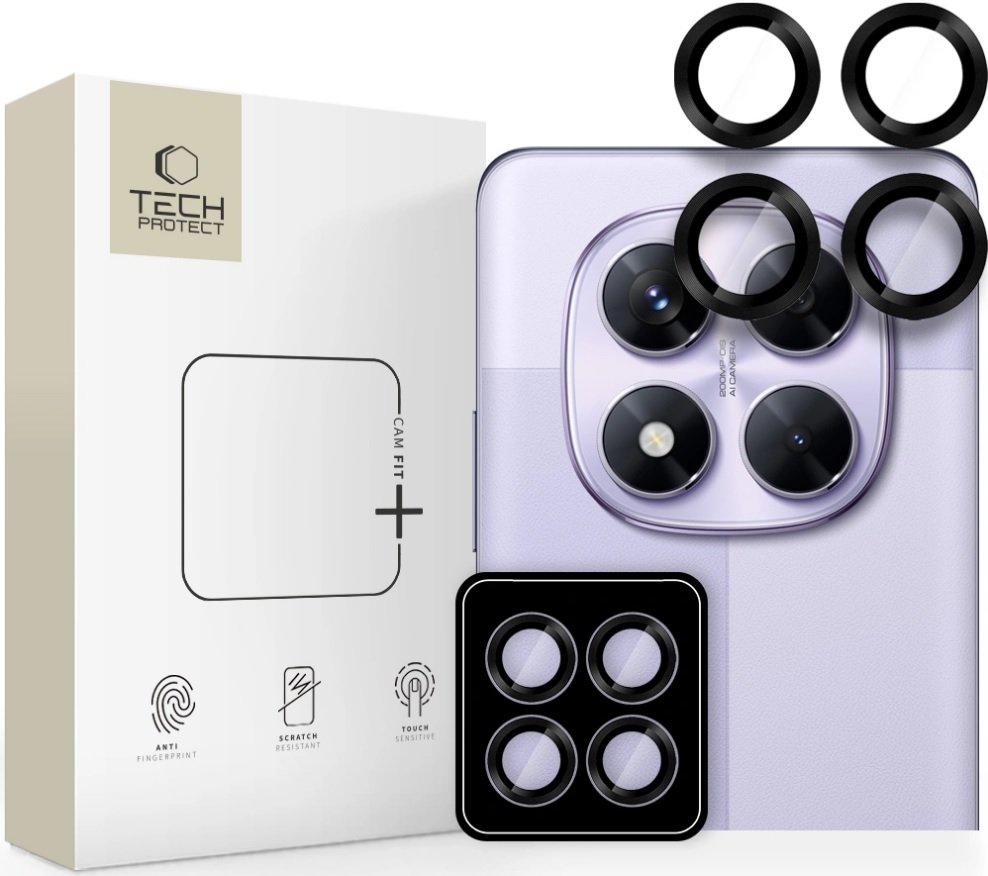 Tempered Glass Xiaomi Redmi Note 14 Pro 5G / Poco X7 Tech-Protect Camring Pro+ Αντιχαρακτικό Γυαλί Προστασίας για Φακό Κάμερας Black