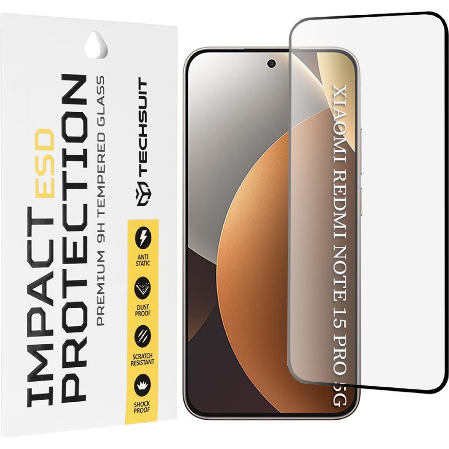 Tempered Glass Xiaomi Redmi Note 15 Pro 5G Techsuit ESD Glass Full Face Αντιχαρακτικό Γυαλί Προστασίας Οθόνης Black