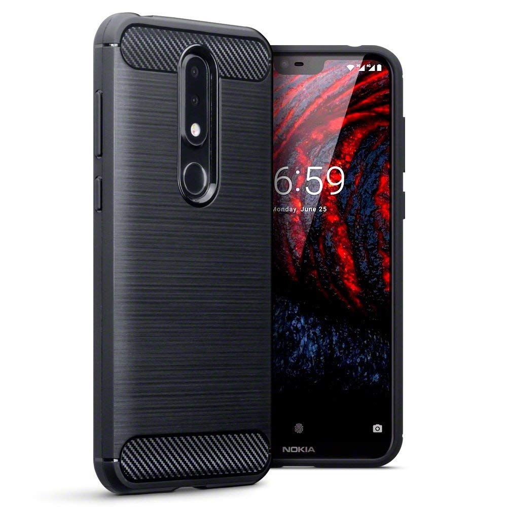 Terrapin Θήκη Σιλικόνης Nokia 6.1 Plus - Carbon Fibre - Black