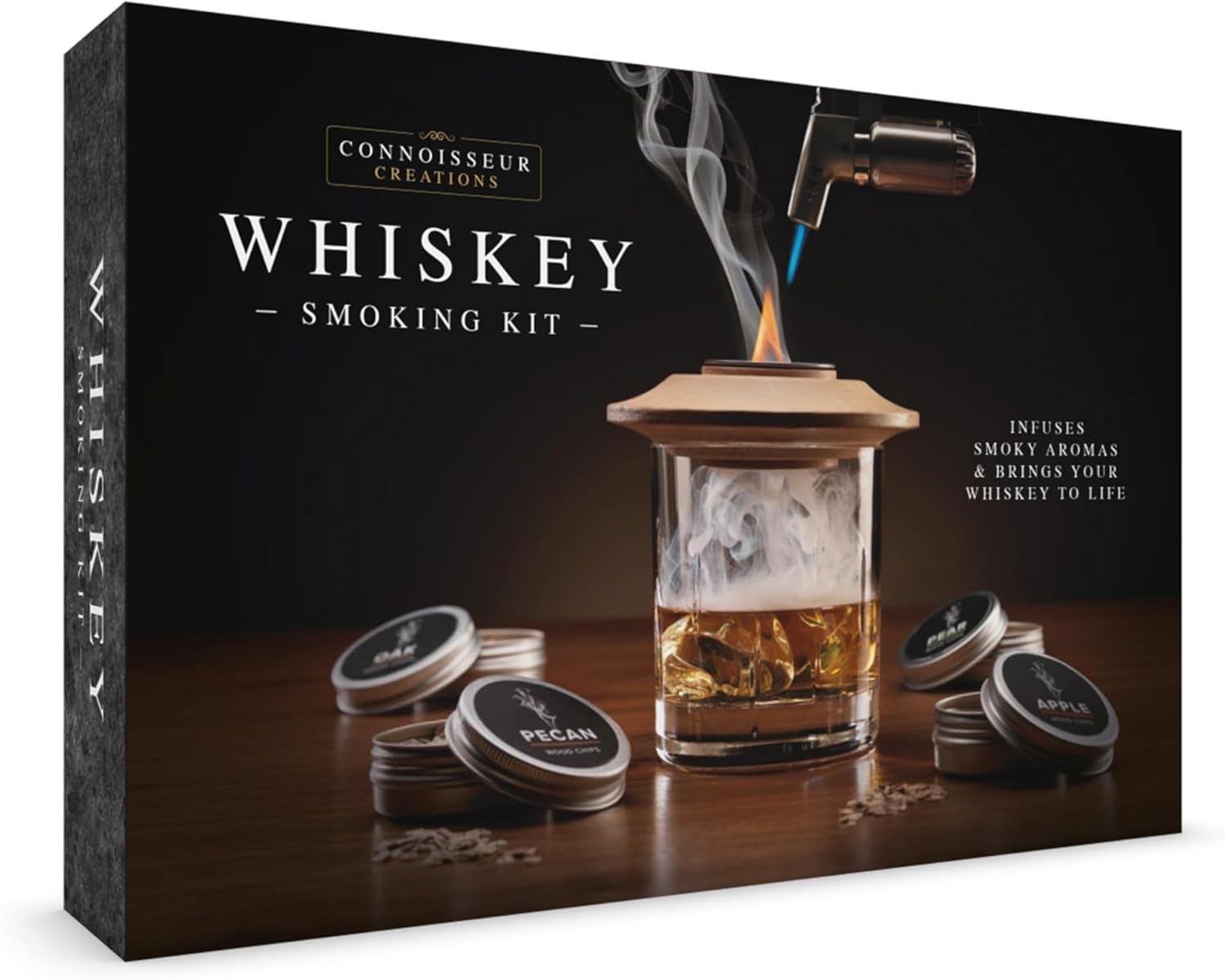 The Source Connoisseur Creations Whiskey Smoking Kit - Σετ Καπνίσματος Ουίσκι με Καπάκι & Επαναγεμιζόμενο Φλόγιστρο