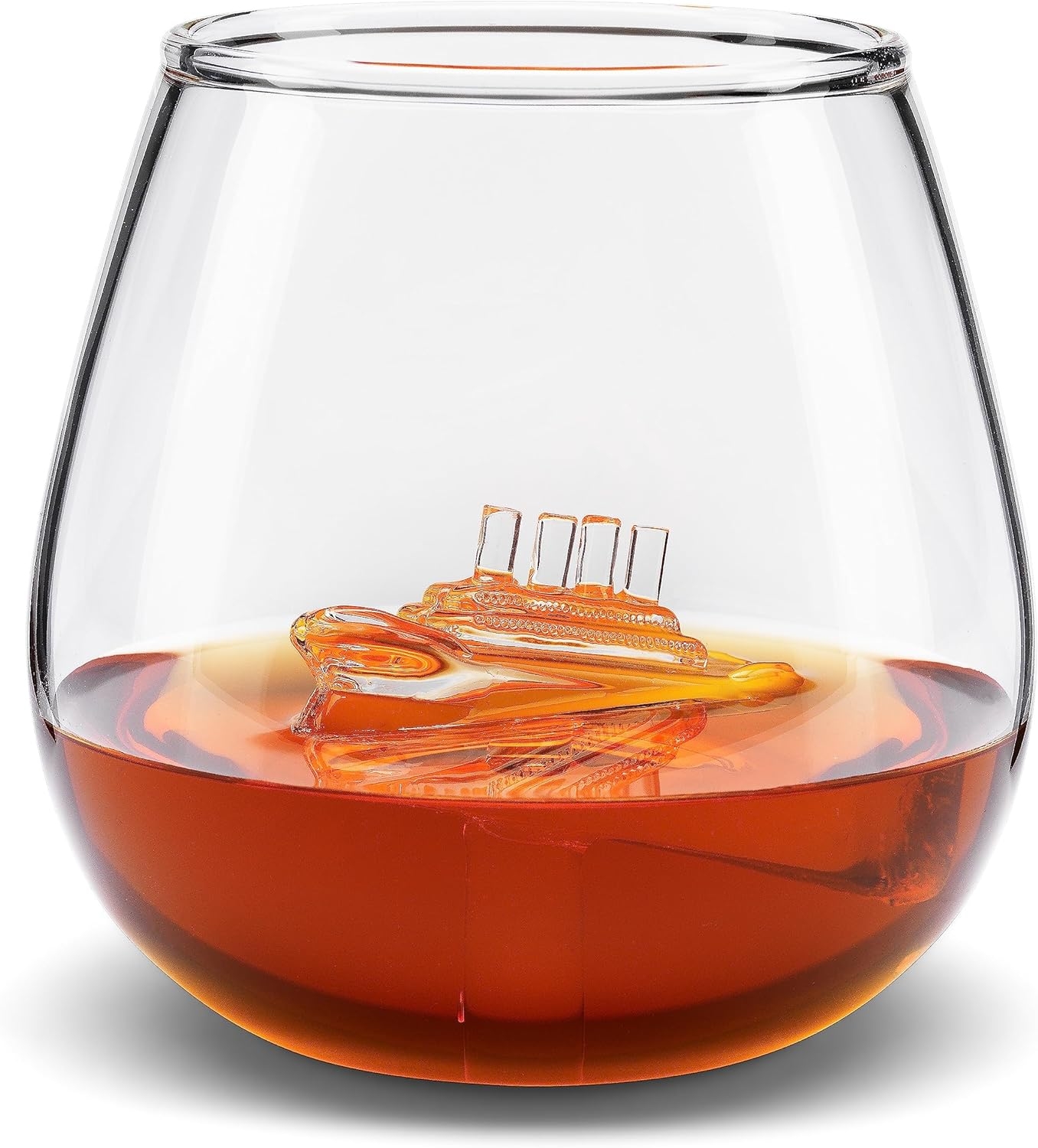 The Source InGenious Sinking Ship in a Glass - Γυάλινο Ποτήρι Ποτού / Ουίσκι με Διακοσμητικό Βυθιζόμενο Πλοίο στο Εσωτερικό του - 610ml