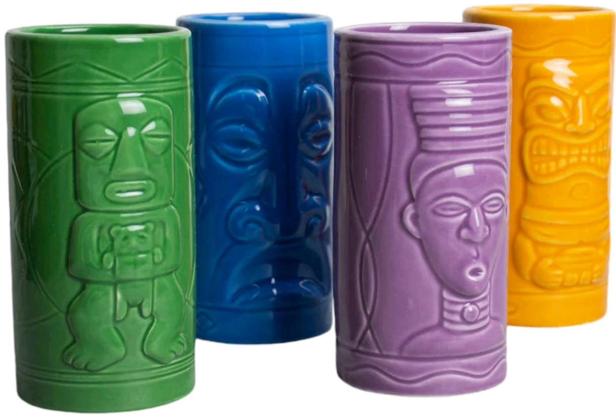 The Source Winning Tiki Mugs Set of 4 - Σετ με 4 Κεραμικές Κούπες Τίκι για Κοκτέιλ / Ποτό - 380ml