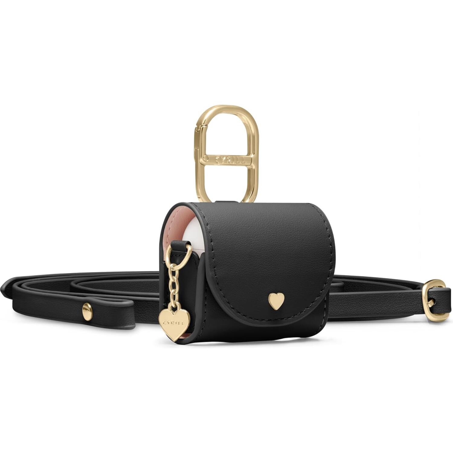 Θήκη AirPods 4th Gen Spigen Cyrill Mini Bag από Vegan Δέρμα με Λουράκι Λαιμού Black