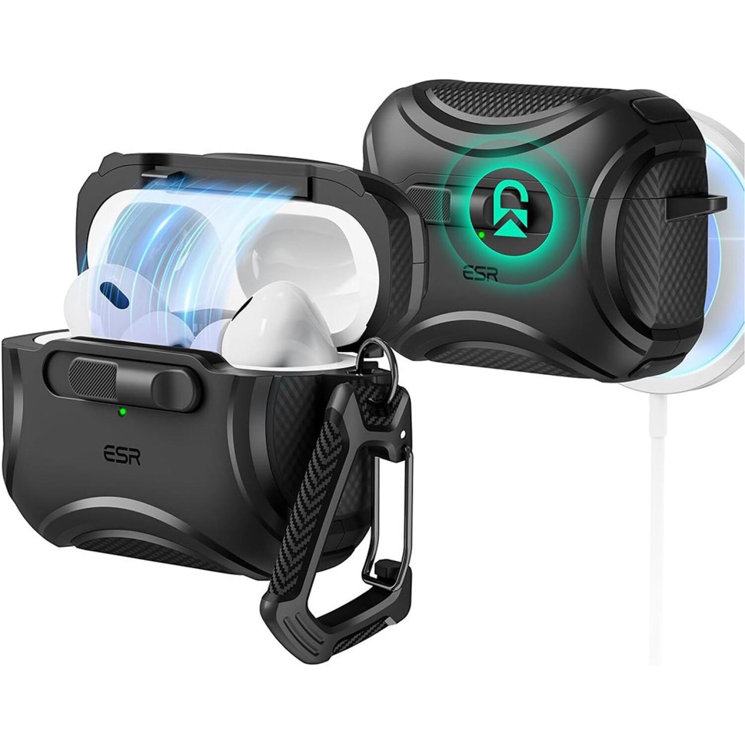 Θήκη AirPods Pro 2nd Gen / 1st Gen ESR Cyber FlickLock HaloLock Ανθεκτική με MagSafe Black
