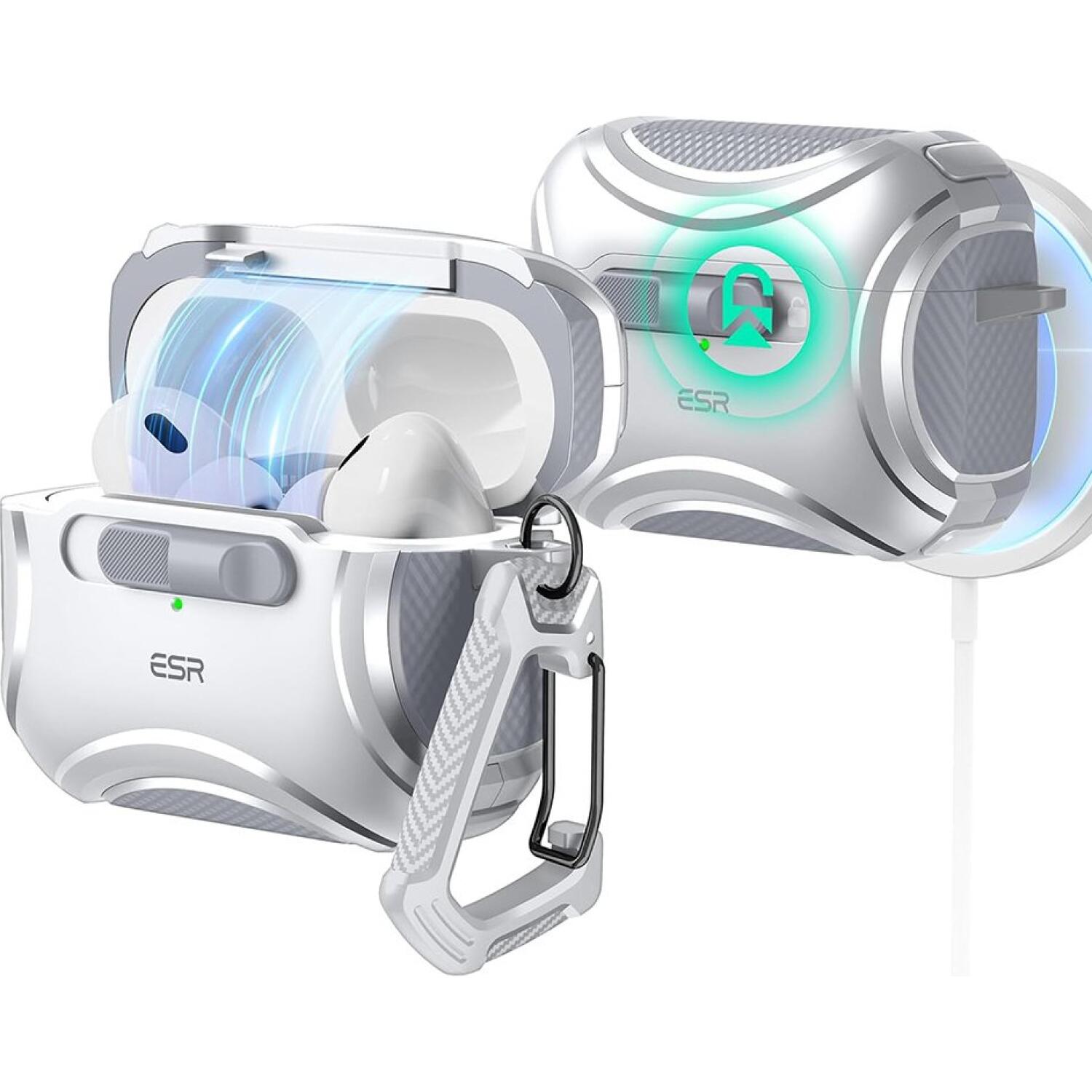 Θήκη AirPods Pro 2nd Gen / 1st Gen ESR Cyber FlickLock HaloLock Ανθεκτική με MagSafe Grey
