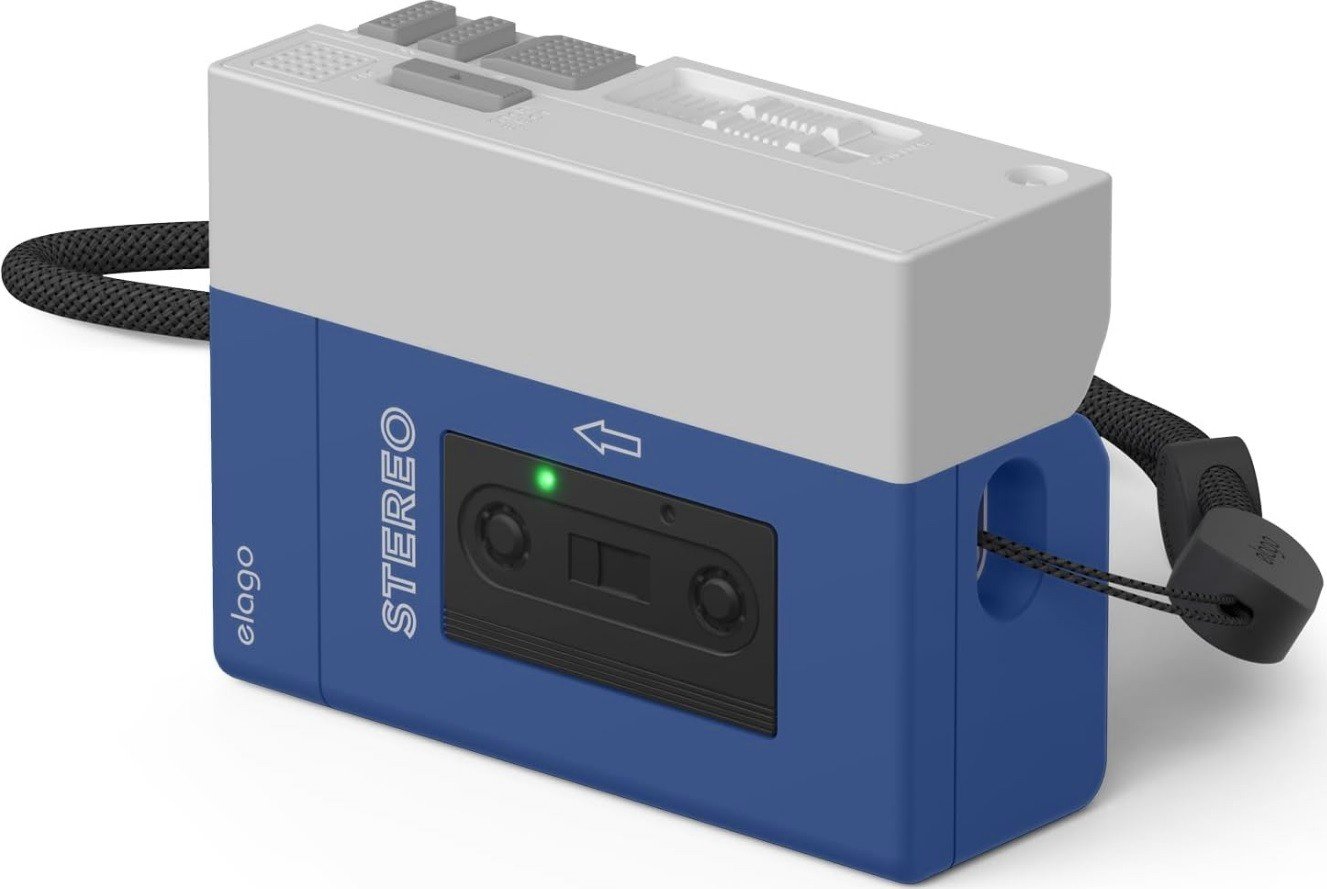 Θήκη AirPods Pro 2nd Gen Elago Cassette Player Case Σιλικόνης με Λουράκι Χειρός Blue