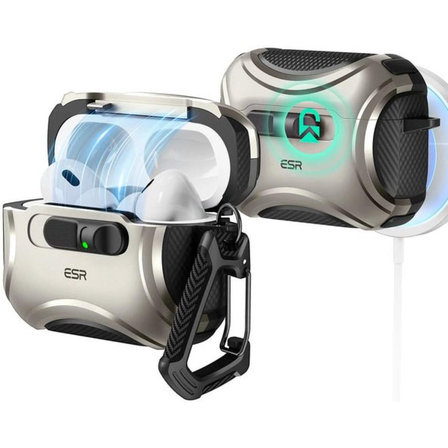 Θήκη AirPods Pro 3rd Gen ESR Cyber FlickLock Magnetic Ανθεκτική με MagSafe Titanium