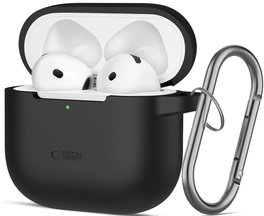 Θήκη Apple AirPods 4th Gen - Tech-Protect Silicone Hook Σιλικόνης - Black