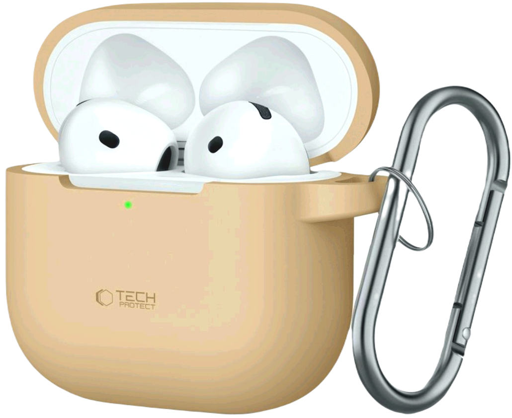 Θήκη Apple AirPods 4th Gen - Tech-Protect Silicone Hook Σιλικόνης - Caffe Latte