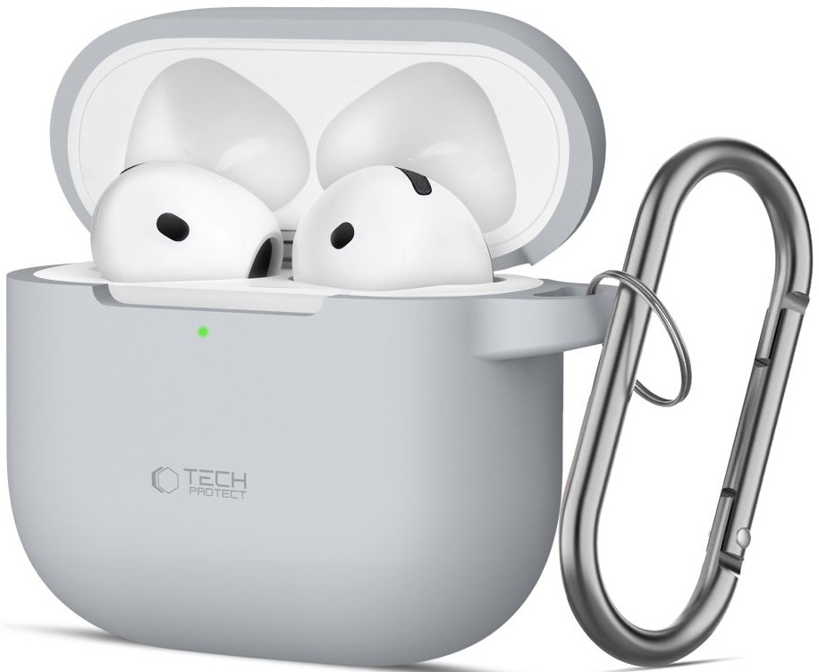 Θήκη Apple AirPods 4th Gen - Tech-Protect Silicone Hook Σιλικόνης - Crayon Grey