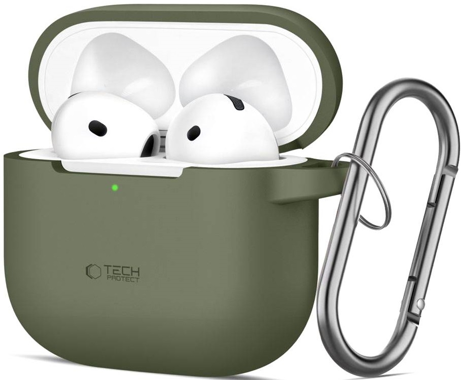 Θήκη Apple AirPods 4th Gen - Tech-Protect Silicone Hook Σιλικόνης - Olive Green