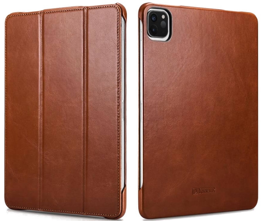 Θήκη Apple iPad Air 7 2025 11" / Air 6 2024 11" / Air 5 2022 10.9" / Air 4 2020 10.9" / Pro 11" 2022 / 2021 / 2020 / 2018 - iCarer Genuine Leather Case Σκληρή Δερμάτινη - Brown